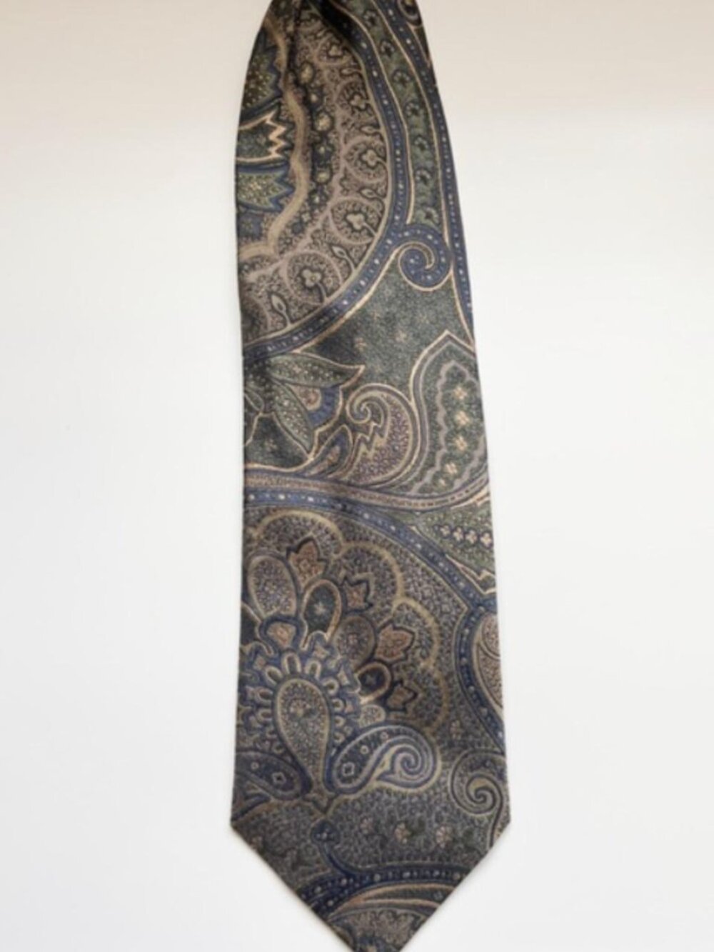 Vintage JZ Richards Gray Silver Bohemian Paisley Silk Tie celestial whimsigoth